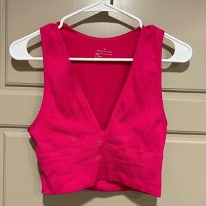 Hot pink ribbed crop top